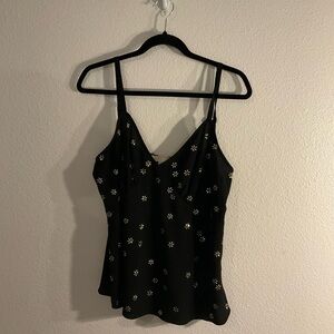 Michael Kors Gold Daisy Black Tank